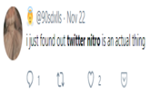 @90sdxlls · Nov 22 i just found out twitter nitro is an actual thing 2