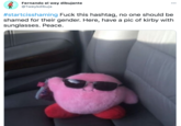 Fernando el wey dibujante @1weykdibuja 00 #startcisshaming F--- this hashtag, no one should be shamed for their gender. Here, have a pic of kirby with sunglasses. Peace.