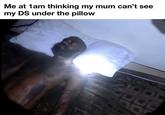 Me at 1am thinking my mum can't see my DS under the pillow