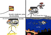 3ONK bonk makes you 1) wait for it to sentry invincible 2) cover voualf in bonk 3) fly Line Jaw Illustration