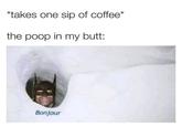 *takes one sip of coffee* the poop in my butt: Bonjour