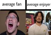 average fan average enjoyer ADOI Markiplier Jacksepticeye Glasses Lip Cheek People Fun Skin Chin Forehead Eyebrow Social group Tooth Facial expression T-shirt Facial hair Jaw Tongue Organ Cool Temple Neck Beard Laugh