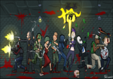 Artist's Description:

Horzine has low standards.

---

For those lacking context: Killing Floor 2 is a game by Tripwire Interactive where you play as part of a team of survivors battling against hordes of "zeds" - terrible human experiments into genetic mutation, cybernetics, etc. - that are running loose across Europe.

Standard games put you on a team of up to 6 players, but there are 10 classes you can pick and about as many characters to choose from so I put in one character for every class, minus Survivalist. So here's the game's main cast rampaging through some subway station or other.

Trivia: I paired characters with a class based on their in-game weapon preferences.

Hope you enjoy!
