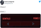 female protagonist @WeegeeWuvver FINALLY PENIS 2 GENITALS PENIS 2