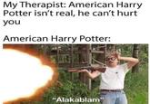 My Therapist: American Harry Potter isn't real, he can't hurt you American Harry Potter: "Alakablam"