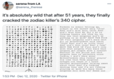 serena from LA 00 @serena_therese it's absolutely wild that after 51 years, they finally cracked the zodiac killer's 340 cipher. F------ in school telling me, always in the barber shop "Chief Keef ain't bout this, Chief Keef ain' t bout that My boy a BD on HER> 9 JA VP x I O LT G • a N 9 +B O . O DWY. くロKマ H J BY I D M + G W O +L S 9 9 A ^JANV O9o + +R f------ Lamron and them He, he, they say that neighbas do n' t be putting in no work" SHUT THE F--- UP! Y'all neighbas ain't know s--- All ya mo therfuckers talk a bo ut "Chief Keef ain' t no hitta Chief Keef ain't this Chief Keef a fake" SHUT THE F--- UP Y'all do n' t live O A M + • F P +P 9 4 RA FJO - DO C É F > OD .• + K I O u ɔ x G V 6 O J I TIO + ONY + O < M + 8 + ZR OF B YA + J u v + ^J + 094 < F U + R / •1EI DY B9 &TMKO with that neighba Y'all know that neighba go t caught with a ratchet Shootin' at the police and s--- neighba been on pro batio n since f-----, I do n' t kno w when! M------------ sto p f-----' playin' him like that The m neighbas O < >JRJID OTOM • + PB F + O A S YI + N IOFBƆ OIAR JG FN A O Y B X O N F O4 CE > VU ZO- + • 0 + B KO O9 A · RɔT+L O C< +FJWBI + +eW C wɔ POSHT/4+ 9 IFX0 W < AI BOYOBO- Cɔ savages out there If I catch ano ther mo therfucker talking sweet a bo ut Chief Keef I'm f------ beating they ass! I' m not f------ playing no neighbas roll with Lil' Reese and > MDH N 9 Y S+ Z o A AI KI+ more You know those 1:53 PM · Dec 12, 2020 · Twitter for iPhone