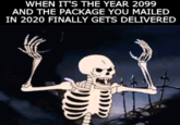 WHEN IT'S THE YEAR 2099 AND THE PACKAGE YOU MAILED IN 2020 FINALLY GETS DELIVERED