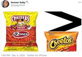b----- baby @sadgirlririh 000 (HESTERS FRIES $2 ONLY ÖGRAMS TRANS FAT Cheetos Flami a Amin Hot DEUnchy CORN & PÓTATO SNÁCKS NET WT. 5 % 02. (155.9 gl 1:49 PM · Dec 4, 2020 · Twitter for iPhone