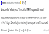 YD r/Kanye - Posted by u/girlhaver 8 months ago What are the "whooky sack" lines off of MBDTF supposed to mean? I think Kanye makes a few references to his "whooky sack" somewhere in the tracks "Dark Fantasy" and "All of the Lights." Does anybody know what these lyrics are supposed to mean? I'm so confused. | Give Award Hide F Report 5 Comments Share Save 69% Upvoted