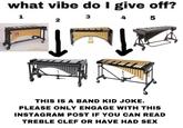 what vibe do I give off? 1 4 5 2 BAVI00 Cencert Viraphene THIS IS A BAND KID JOKE. PLEASE ONLY ENGAGE WITH THIS INSTAGRAM POST IF YOU CAN READ TREBLE CLEF OR HAVE HAD SEX