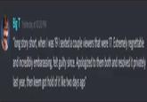 Big T Yesterday at 10:20 PM "long story short, when I was 19 I sexted a couple viewers that were 17. Extremely regrettable and incredibly embarassing, felt guilty since. Apologized to them both and resolved it privately last year, then keem got hold of it like two days ago"