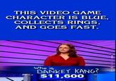 THIS VIDEO GAME CHARACTER IS BLUE, COLLECTS RINGS, AND GOES FAST. Who is DANKEY KANG? $11,600