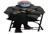Don T Tread On Us Bernie Sanders Wearing Mittens Sitting In A Chair Know Your Meme