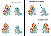 no squirtle, you are the fires dammit im on fire You're dying squirtle