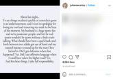 julianaacarlos · Follow About last night. To say things escalated quickly at yesterday's game is an understatement, and I want to apologize for losing my cool and removing my mask in the heat of the moment. My husband is a huge sports fan and we're passionate people, and let's be real: sports wouldn't be sports without a little trash- talking. What should have been a quick back-and- forth between two adults got out of hand and my natural instinct to stand up for the man I love kicked in. Did I get defensive when that happened? Yes. Did I use offensive language when I could have taken the higher road? Yes. And for these things, I take full responsibility. 8,084 likes 19 HOURS AGO Add a comment... Post
