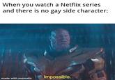 When you watch a Netflix series and there is no gay side character: Impossible. made with mematic