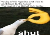 Young child: *speaks and tries to contribute to the team.* The rest of the Call of Duty lobby: shut