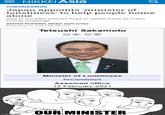 ΝΙΚKΕI Asia CORONAVIRUS Japan appoints 'minister of loneliness' to help people home alone Rise in suicides pushes Suga to tackle issue as major COVID challenge SHOGO KODAMA, Nikkei staff writer February 13, 2021 06:59 JST Tetsushi Sakamoto 坂本哲志 Minister of Loneliness Incumbent Assumed office 12 February 2021 OUR MINISTER imgflip.com