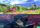 It's a reference from the cutscene before the first boss fight against Zeke in Xenoblade Chronicles 2. Zeke's got a pet turtle called Turters that got away from him and was walking towards Pyra. Pyra picked him up, Zeke saw this and angrily grabbed his pet back uttering the line from the bottom of this image. 