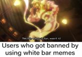 This trip was truly fun, wasn't it? Users who got banned by using white bar memes