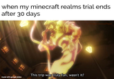 when my minecraft realms trial ends after 30 days sterousPepe T01 This trip was truly fun, wasn't it? made with google slides CEI