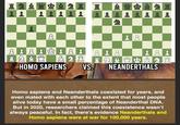 主 主主 & 星 5. 3 是 色2 NEANDERTHALS H--- SAPIENS VS. CREDIT: WIKIMEDIA COMMONS H--- sapiens and Neanderthals coexisted for years, and even mated with each other to the extent that most people alive today have a small percentage of Neanderthal DNA. But in 2020, researchers claimed this coexistence wasn't always peaceful. In fact, there's evidence Neanderthals and H--- sapiens were at war for 100,000 years.