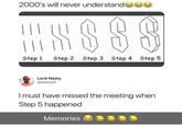 2000's will never understandeAA Step 1 Step 2 Step 3 Step 4 Step 5 Lord Nasty @KeKatli Imust have missed the meeting when Step 5 happened Memories