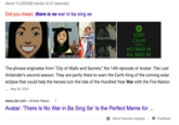 About 12,300,000 results (0.57 seconds) Did you mean: there is no war in ba sing se KEEP BA SING tequ CALM THERE IS HAI NO WAR IN BA SING SE J0O DEE, TOUR GUIDE, NO Ma The phrase originates from "City of Walls and Secrets," the 14th episode of Avatar: The Last Airbender's second season. They are partly there to warn the Earth King of the coming solar eclipse that could help the heroes turn the tide of the Hundred Year War with the Fire Nation. ... May 28, 2020 www.cbr.com > Anime News : Avatar: 'There Is No War in Ba Sing Se' Is the Perfect Meme for ... O About featured snippets I Feedback