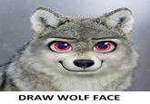 DRAW WOLF FACE Wolf White Carnivore Felidae Organism Small to medium-sized cats Grey Whiskers Line Art Font Terrestrial animal Snout