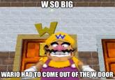 W SO BIG WARIO HAD TO COME OUT OF THE W DOOR imgflip.com