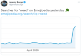 Jeremy Burge @jeremyburge ... Searches for 'weed' on Emojipedia yesterday emojipedia.org/search/?q=weed April 2020