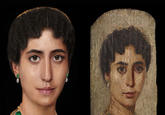 Fayum mummies belonged to the upper class of Roman occupied Egypt. By these times, the Egyptians had adopted Roman styles and art, which is why these don't look like the classic hieroglyphs that are usually associated with ancient Egypt, but instead are more similar to Pompeiian art 