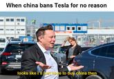When china bans Tesla for no reason looks like i Il just have to buy china then