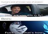 Humans and all known laws of aviation: How are you able to fly? Вees: F--- you, that's how