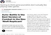 JustJake ... @JustMightyJake Starting to think game journalists don't actually like playing video games. Tsuchinoko's Autumn Leaves @ZeroT_H · 17h Game journo Show this thread Auto-Battle Is the You know what I can't do? Perfect dodge 100% of the time. I can't Best Version of perfectly parry 100% of the time Combat in the New either. And not having to worry about how many times I pushed SQUARE or 'NieR Replicant' TRIANGLE was not only an emotional quality of life improvement, it took a Letting the Al take over put me in the massive load off the aging joints and director's seat of a high intensity post- ligaments in my hands. At 38, with the fantasy anime, and I'm never going back. amount of console games I have to play for this job, anything that takes DL By Dia Lacina stress off my hands is a godsend. 7:22 AM · Apr 27, 2021 · Twitter Web App