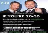 TM chillionaire word IF YOU'RE 20-30 & YOUR MAIN CIRCLE ISN'T DISCUSSING: • DINERS, DRIVE-INS, AND DIVES LOCATIONS • THE SHREK 5 RELEASE DATE • DISCONTINUED TACO BELL MENU ITEMS • FORKLIFT CERTIFICATION *WHENTOSTART THE BOOGO DHOMAS THEN IT'S TIME TO FIND A NEW CIRCLE. YOUR NETWORK IS YOUR NET WORTH! imgflip.com