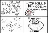 KILLS 99% OF BACTERIA forever alone