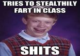 TRIES TO STEALTHILY FART IN CLASS SHITS Chuck Norris Smile Chin Publication Sleeve Tartan Font Plaid