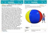 VZW Wi-Fi ? 9:02 PM * 31% vzw Wi-Fi 9:02 PM * 32% + = amazon prime Q + E amazon prime Q * ÝÝ Afun way to ruin a weekend ☆☆☆女☆ 32 Sol Coastal and blow 100 bucks. The Beach Behemoth Giant Inflatable 12-Foot By Reid hamlin on February 3, 2018 Pole-to-Pole Beach Ball by Sol Coastal We took this ball to the beach and after close to 2 hours to pump it up, we pushed it around for about 10 fun filled minutes. That was when the wind picked it up and sent it huddling down the beach at about 40 knots. It destroyed everything in its path. Children screamed in terror at the giant inflatable monster that crushed their sand castles. Grown men were knocked down trying to save their families. The faster we chased it, the faster it rolled. It was like it was mocking us. Eventually, we had to stop running after it because its path of injury and destruction was going to cost us a fortune in legal fees. Rumor has it that it can still be seen stalking innocent families on the Florida $9596 panhandle. We lost it in South Carolina, so there is something to be said about its durability. * Read less O items in your List Private Shopping List