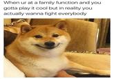 When ur at a family function and you gotta play it cool but in reality you actually wanna fight everybody