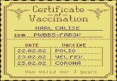 -Certificate -of- Vaccination KARL CALISE ID# PWBB5-FABSV DATE VACCINE 22.02.82 POLIO 23.02.82 YEL.FEV. 25.02.82 CORONA lax valid for 3 years
