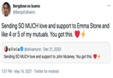 Emma Stone Bergdose es bueno @BergoEsBueno Sending SO MUCH love and support to Emma Stone and like 4 or 5 of my mutuals. You got this. olivia @oliviamunn · Dec 21, 2020 Sending SO MUCH love and support to John Mulaney. You got this. 1:57 PM · May 14, 2021 · Twitter for Android