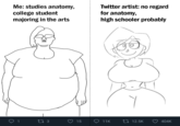 Me: studies anatomy, Twitter artist: no regard for anatomy, high schooler probably 6. college student majoring in the arts 1 27 3 15 O 11K t7 12.5K 404K