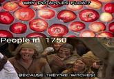 WHY DO APPLES FLOAT? People in 1750 BECAUSE THEY'RE WITCHES!