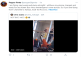 Pepper Potts @pepper26potts · 11h I am flying next week and damn straight I will have my phone charged and ready for any Karen Boo Hoo shenanigans I come across. So if you are flying from Charlotte to Kansas, look the f--- out. #BooHoo chris evans @chris_notcapn - 23h NOT BOO HOO а 0:32 3.3M views d TIKTOK Sendahat uiate 25