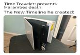 Time Traveler: prevents Harambes death The New Timeline he created: SONY