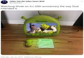 Julian: into the Julian-Verse | BLM @cooljulian5 ... Watching Shrek on it's 20th anniversary the way God intended it. SHREK SHREK 9:00 AM · Apr 22, 2021 · Twitter for iPhone