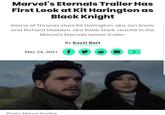 Marvel's Eternals Trailer Has First Look at Kit Harington as Black Knight Game of Thrones stars Kit Harington, aka Jon Snow, and Richard Madden, aka Robb Stark, reunite in the Marvel's Eternals teaser trailer. By Kayti Burt May 24, 2021 | f Photo: Marvel Studios