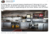 Mason Pelt ... @masonpelt It looks like a normal teens bedroom? Wrong! It's a 24- hour diner. At 8:00 we help you to uncover the signs that your child is operating at 24 hour diner out of their bed. Coca-Cola wates the me Minuțe Maid WINA manm 6:37 PM · Jun 24, 2021 · Twitter for Android