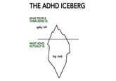 THE ADHD ICEBERG WHAT PEOPLE THINK ADHD IS: spiky hill WHAT ADHD ACTUALLY IS: big rock